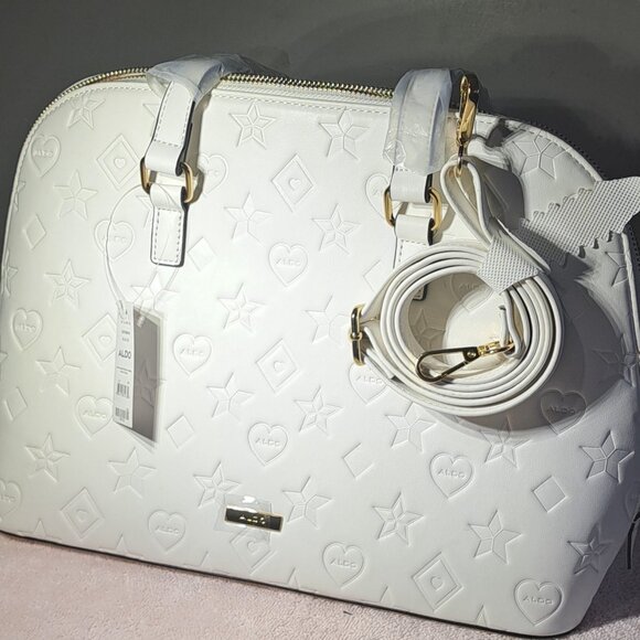 ALDO SACHEL PURSE DETACHABLE STRAP CLEAR WHITE COIN POUCH 2 INTERIOR POCKETS - Picture 8 of 10